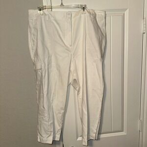 Talbots Supersoft Cargo Pants White Woman's‎ Size 20WP Cotton Linen Blend Summer